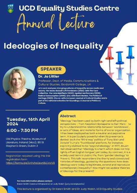 Prof Jo Littler Equality Studies Centre Annual Lecture, 2024